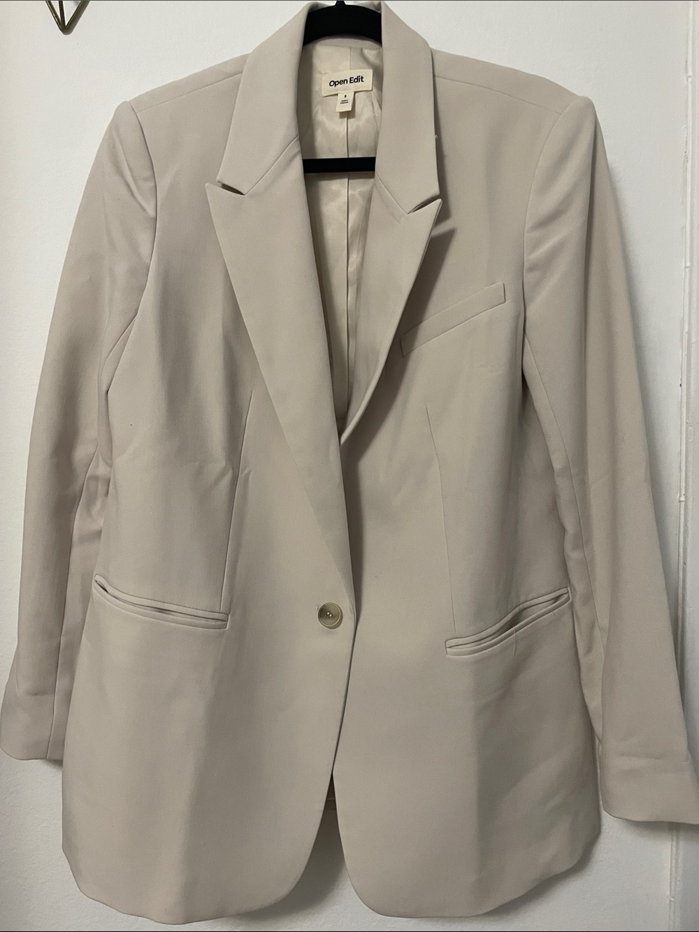 Open Edit Women's Cream Single-Button Blazer